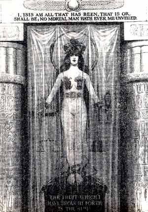 Исида из Саиса. Исида, в египетской мифологии богиня плодородия, воды и ветра, символ женственности, семейной верности, богиня мореплавания. Культ Исиды пользовался широкой популярностью в Егпите и далеко за его пределами, особенно со времени эллинизма. В греко-римском мире Исиду называли ''та, у которой тысячи имен''